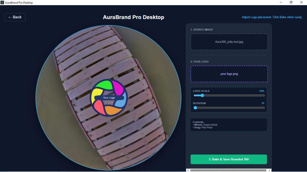 AuraBrand Pro. Add your logo to your panorama.